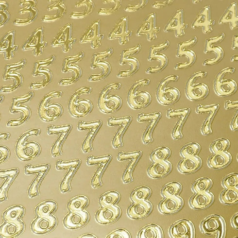 Gold Numbers Flat Peel Stickers