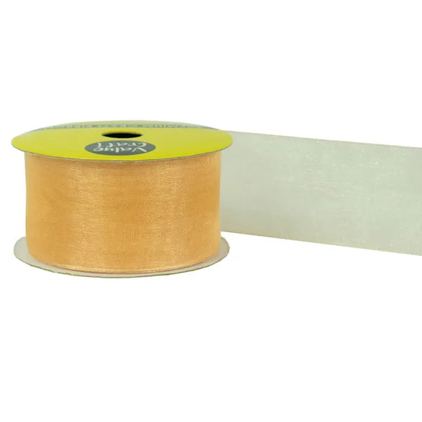 38mm Gold Organza Woven Edge Ribbon