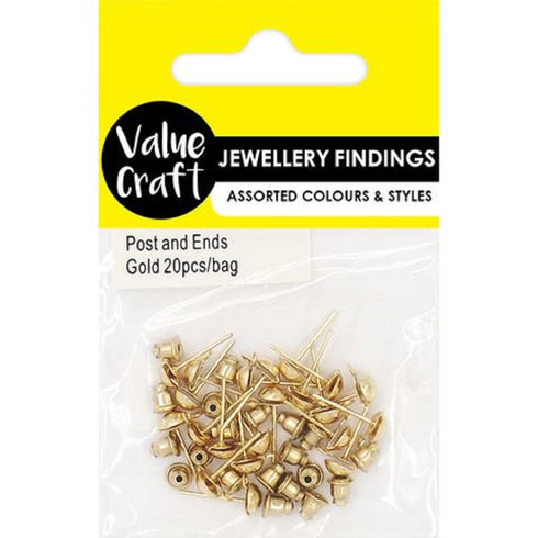 Gold Colour Post & Ends Earring Studs