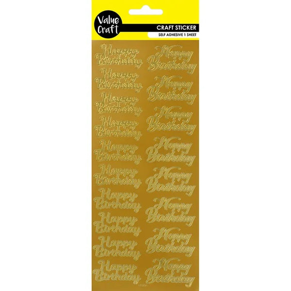 Gold Self Adhesive Happy Birthday Peel Stickers