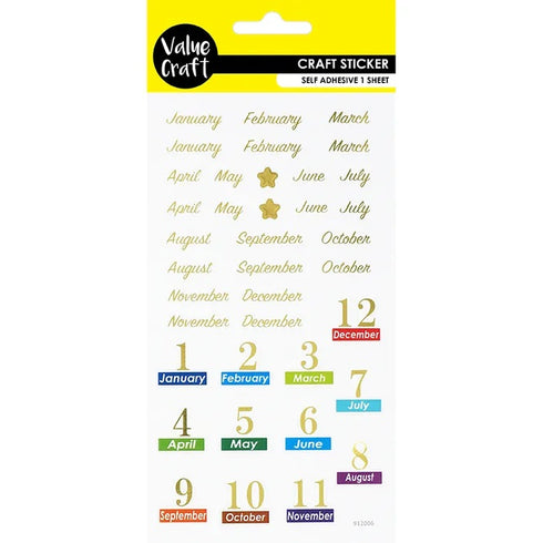 Gold Self Adhesive Months Planner Stickers