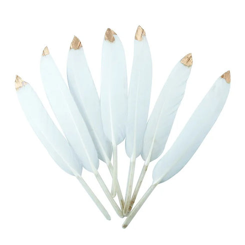 Goose Craft Feathers with Gold Tip