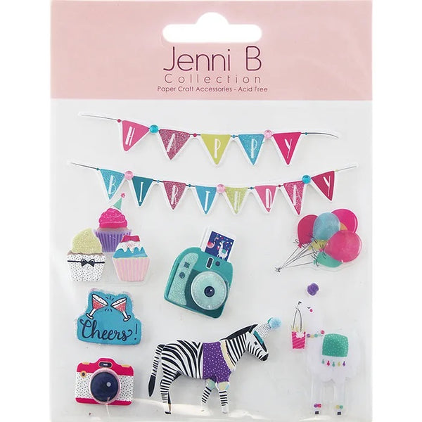 Happy Birthday Party Animals 3D Sticker