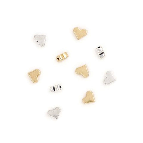 Assorted Colour Heart Charm Beads