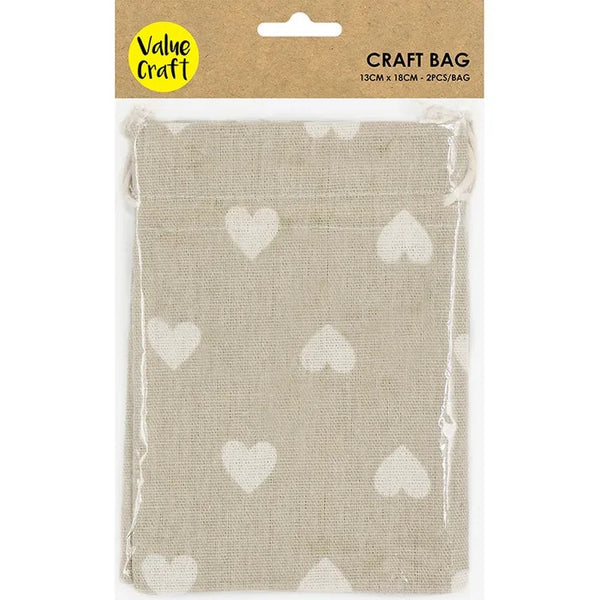 Jute Gift Bags with Heart Designs