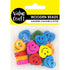 Assorted Fluoro Colours Heart Smiley Wooden Beads
