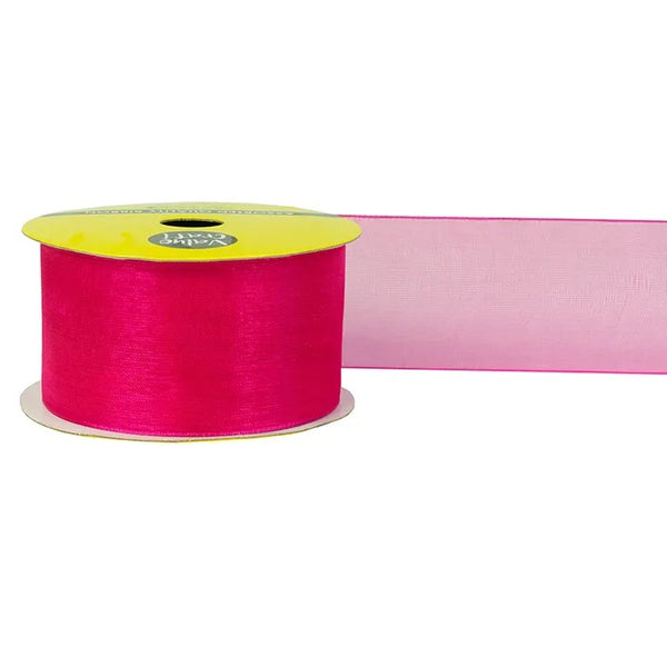 38mm Hot Pink Organza Woven Edge Ribbon