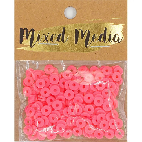 Hot Pink Poly Clay Heishi Beads