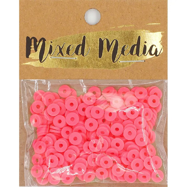 Hot Pink Poly Clay Heishi Beads