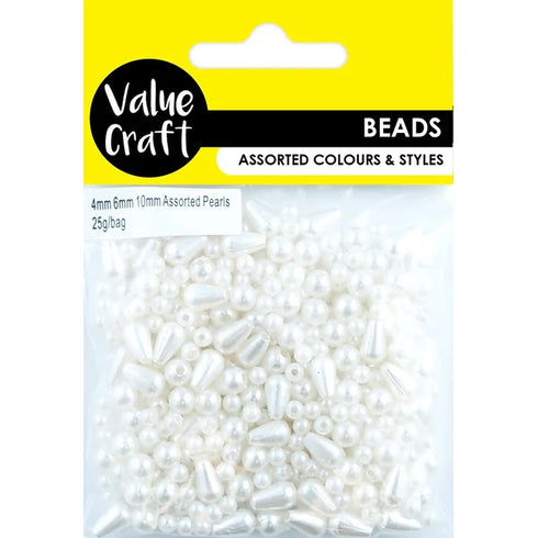 Ivory Assorted Plastic Pearl Drops Beads