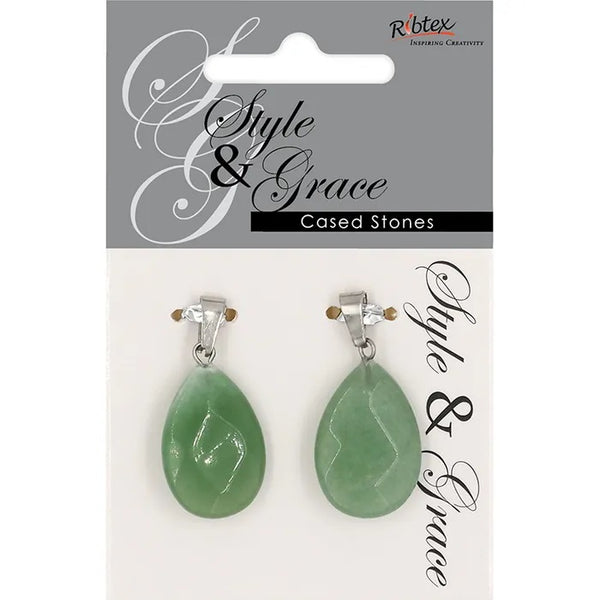 Jade Stone Teardrop Facet Pendant