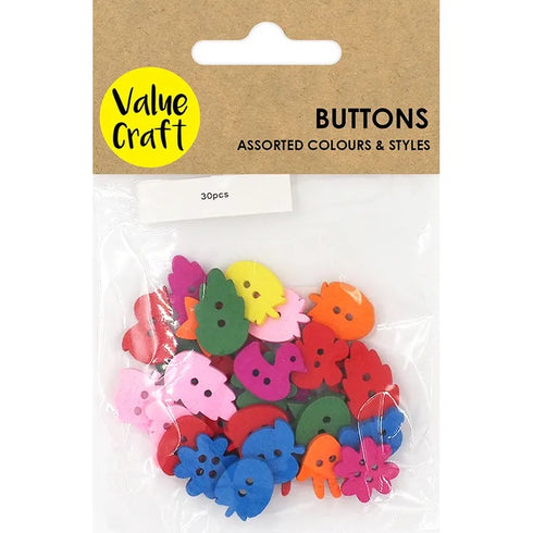 Kids Assorted Designs Wooden Buttons
