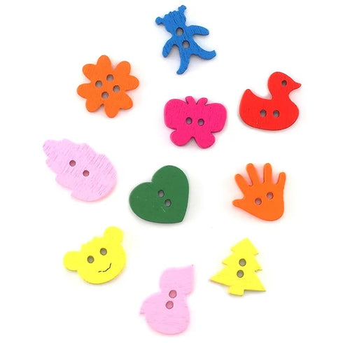 Kids Assorted Designs Wooden Buttons