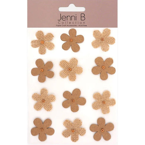 Kraft Burlap Flowers 3D Sticker