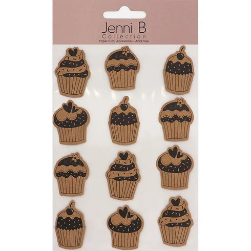 Kraft Cupcake Print 3D Sticker
