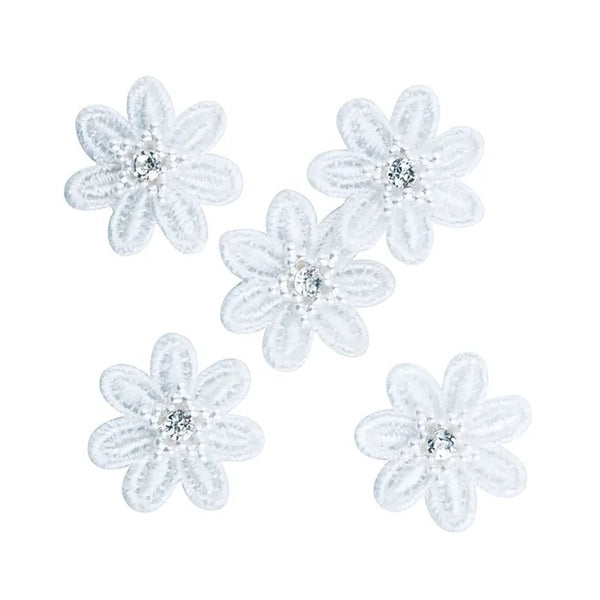 Lace Star Daisy Flower with Diamantes and Pearls