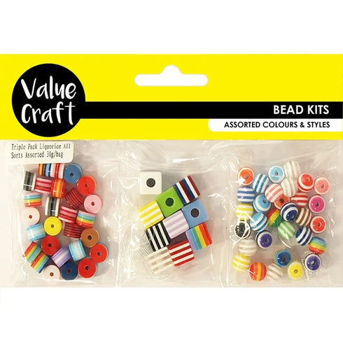 Liquorice Triple Pack Plastic Beads