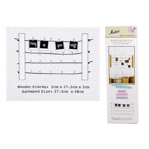 Merci Hang & Display Kit with Pegs | Photo Display Frame | Hanging Tabs | AussieSuperStore