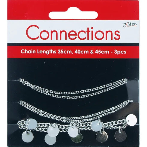 Bright Silver Colour Metal Alloy Plain - Ball - Disc Chain Set