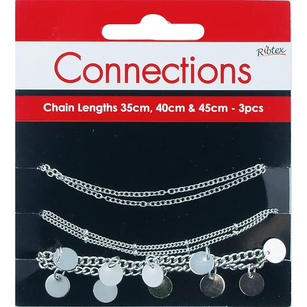 Bright Silver Colour Metal Alloy Plain - Ball - Disc Chain Set