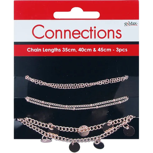 Rose Gold Colour Metal Alloy Plain - Ball - Disc Chain Set