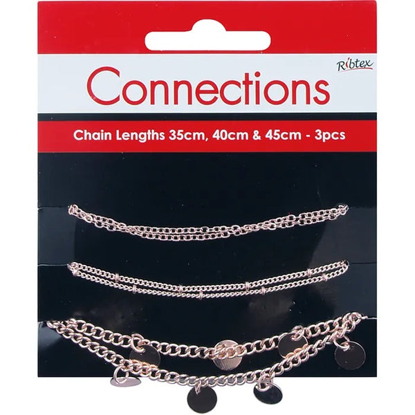 Rose Gold Colour Metal Alloy Plain - Ball - Disc Chain Set