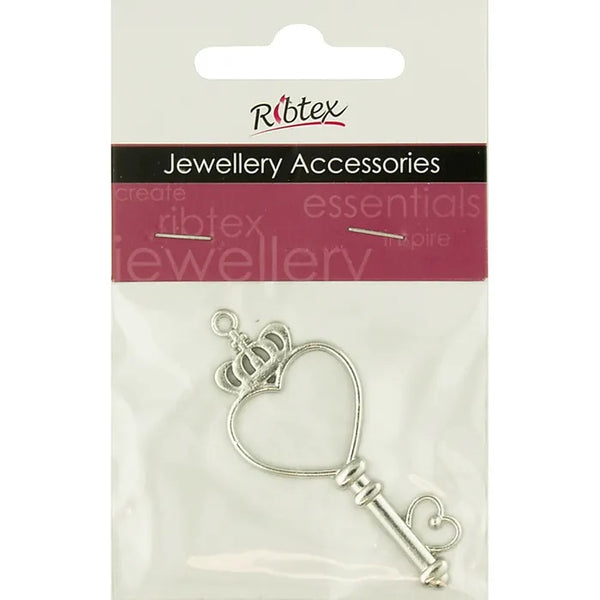 Metal Alloy Laser Heart Key Charm
