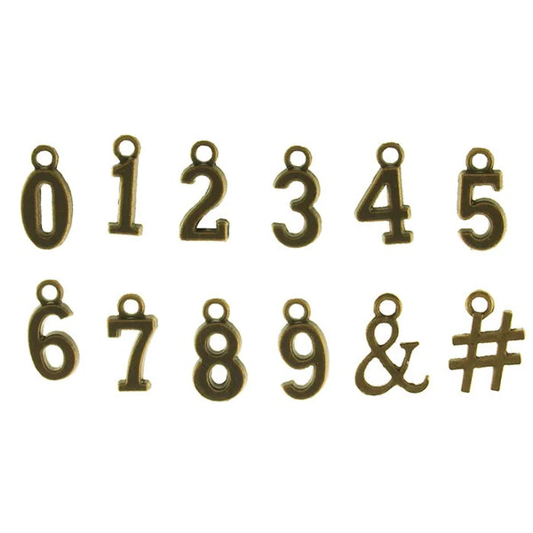 Metal Alloy Numbers Charms (available in 3 colours)
