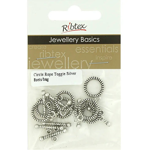 Silver Colour Metal Alloy Rope Style Toggle Clasp