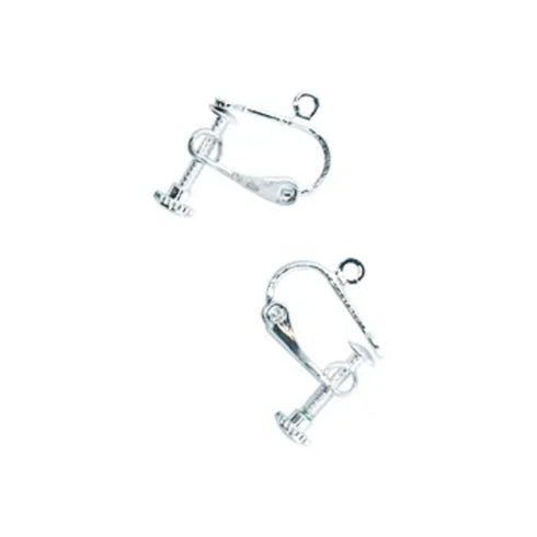Metal Alloy Silver Colour Screw Back Earring with Loop