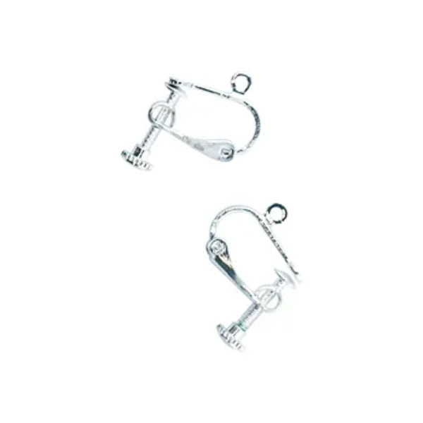 Metal Alloy Silver Colour Screw Back Earring with Loop