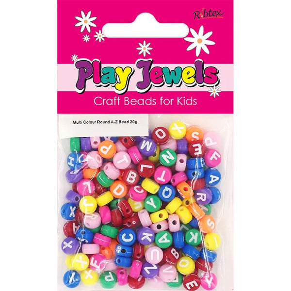 Multi Colour Round Alphabet Beads