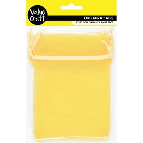 Mustard Colour Small Organza Gift Bags