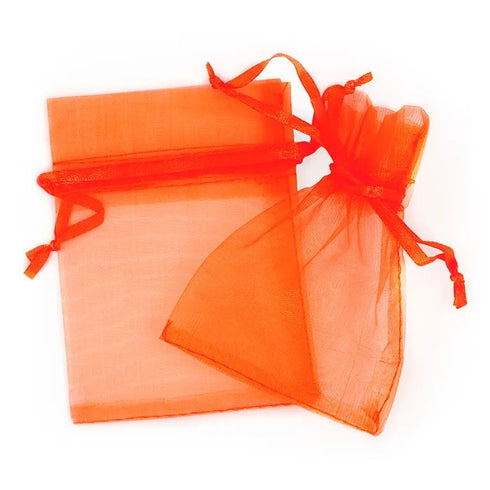 Orange Colour Mini Organza Gift Bags