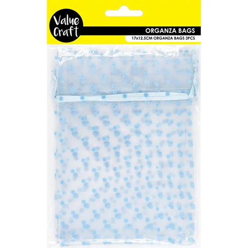 Organza Gift Bags with Blue Spot