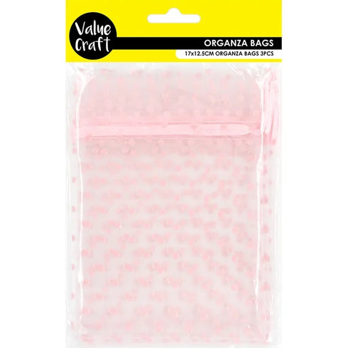 Organza Gift Bags with Pink Spot