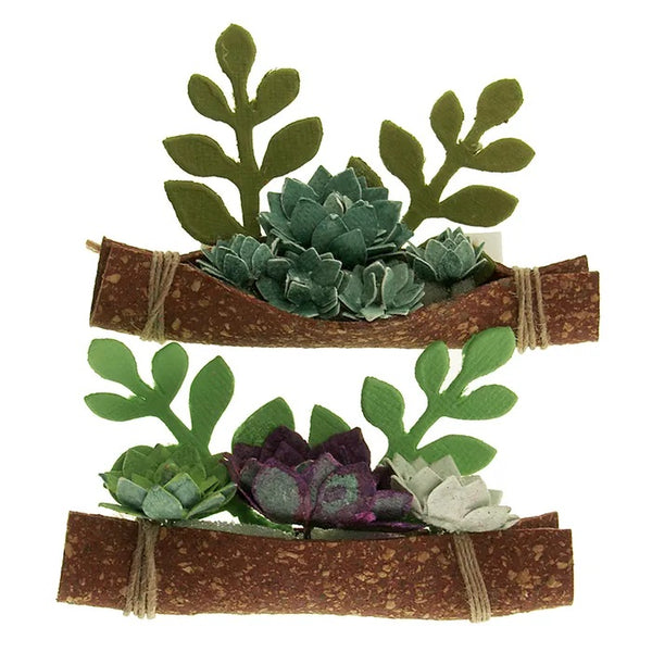 Paper and Cork Succulent Boat Ornament