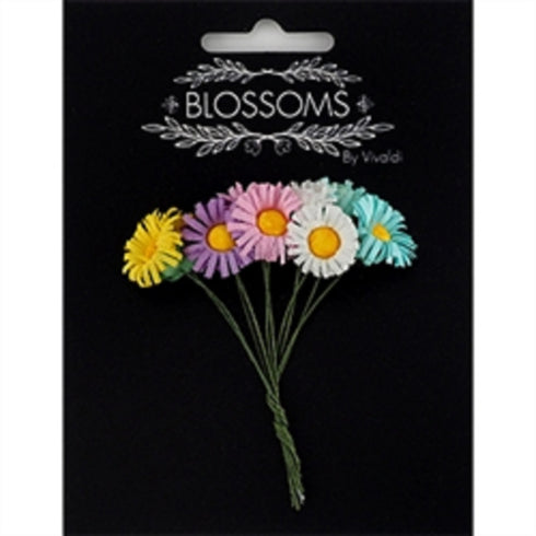 15mm Pastel Colours Fabric Daisy's on Stems Flower