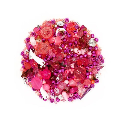 Pink Colour Assorted Designs Bead Pack