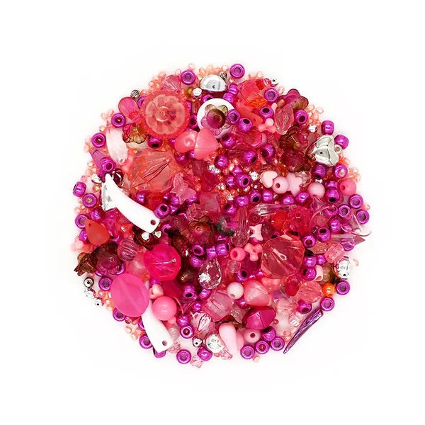 Pink Colour Assorted Designs Bead Pack