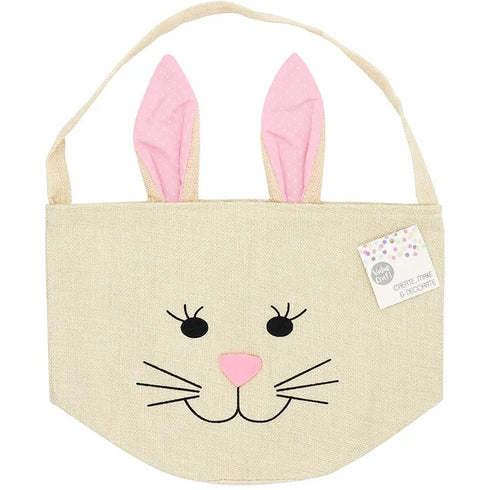 Pink Colour Easter Bunny Hessian Basket
