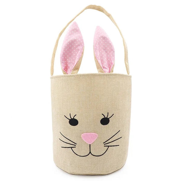 Pink Colour Easter Bunny Hessian Basket
