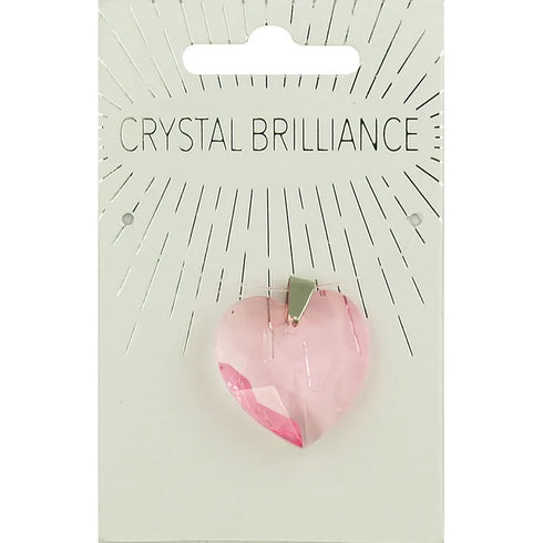 Pink Colour Heart Shape Crystal Pendant