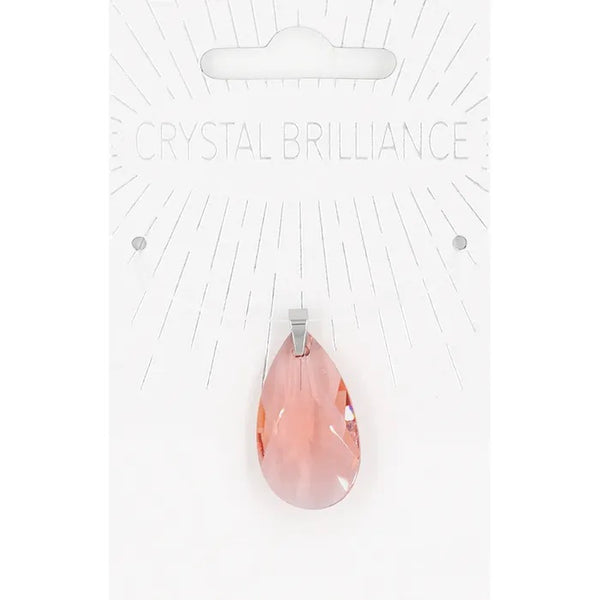 Pink Colour Teardrop Shape Crystal Pendant