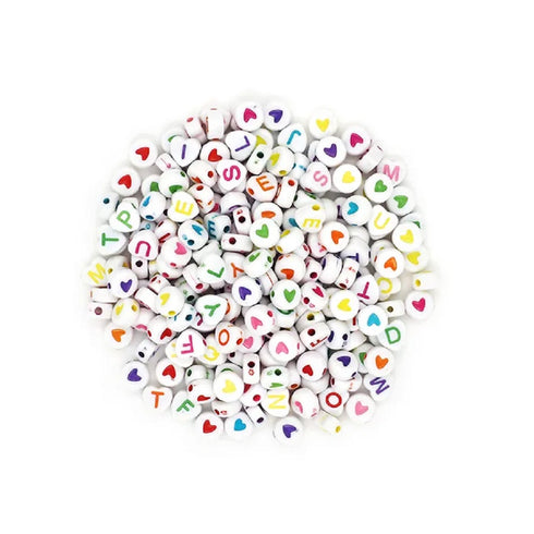 Plastic Alphabet & Heart Beads