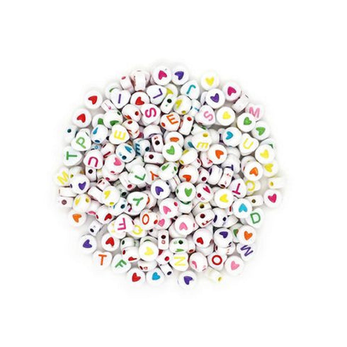 Plastic Alphabet & Heart Beads