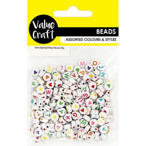 Plastic Alphabet & Heart Beads