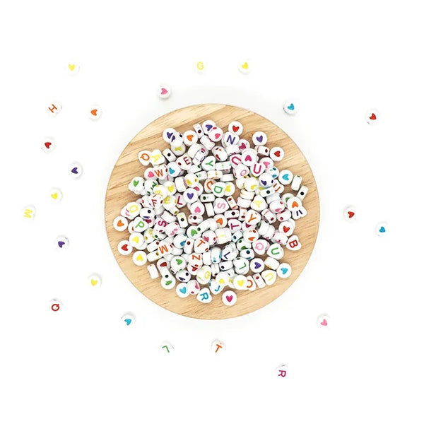 Plastic Alphabet & Heart Beads