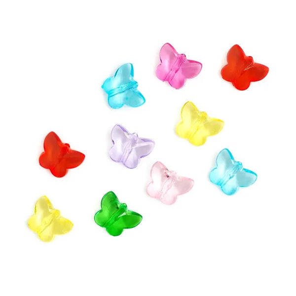 Plastic Bright Colours Butterfly Shape Beads