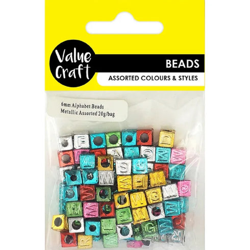 Plastic Bright Metallic Alphabet Beads